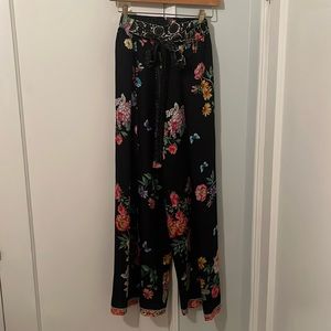 Johnny Was floral/black swim cover up pants XL